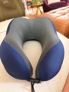 Navy/Gray Memory Foam Ergonomic Travel Neck Pillow